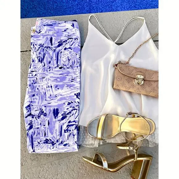 Lilly Pulitzer Kelly Ankle Skinny Pants Rock the Dock Print Size 4 Sailboat - Picture 3 of 5